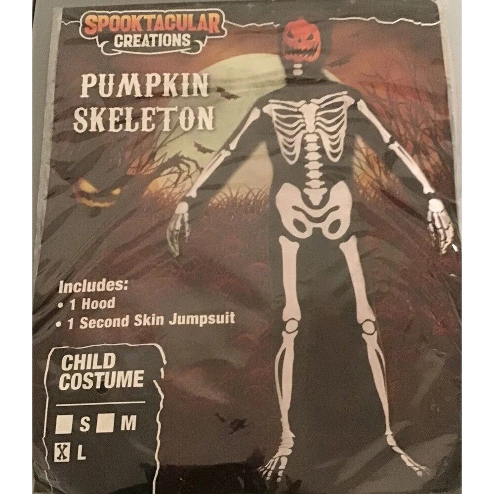 PUMPKIN SKELETON Costume CHILD LARGE Halloween Spooktacular Creation NIP